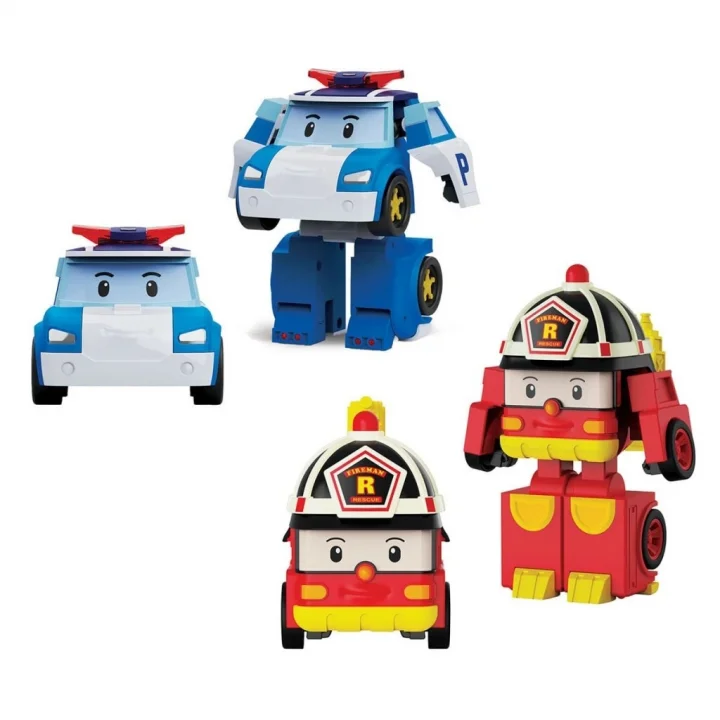 Mey İthalat®  POLI MRT-674 Robocar Poli Mini Transforming Kasabanın Kurtarma Araçları 4lü Set