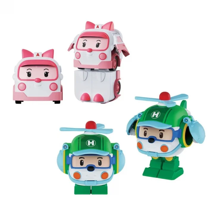 Mey İthalat®  POLI MRT-674 Robocar Poli Mini Transforming Kasabanın Kurtarma Araçları 4lü Set