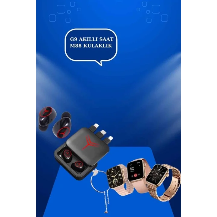Mey İthalat® Powerbank Özellikli Bluetooth Kulaklık ve Nabız Ölçer Akıllı Saat Bileklik Hediyeli