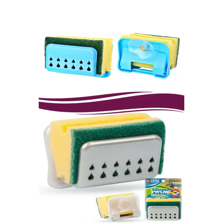 Mey İthalat®  Pratik Mutfak Lavabo Vantuzlu Bulaşık Süngeri Askısı Aparatı