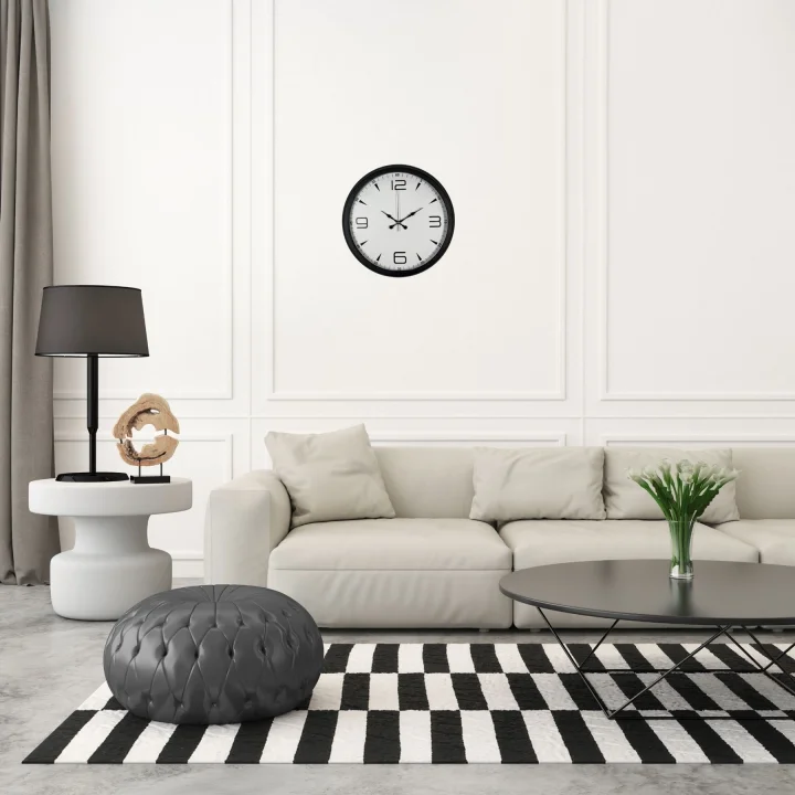 Mey İthalat® Precision Black 40 Cm Metal Duvar Saati