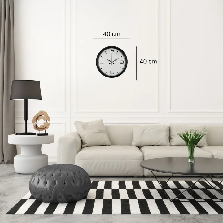 Mey İthalat® Precision Black 40 Cm Metal Duvar Saati