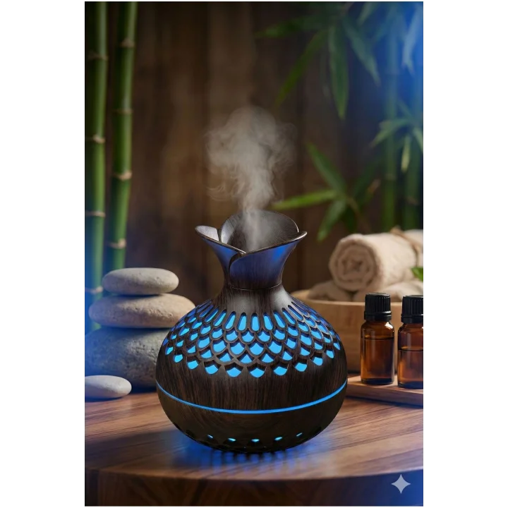 Mey İthalat® Premium Ahşap Desenli Ultrasonik Aromaterapi Difüzör & Hava Nemlendirici