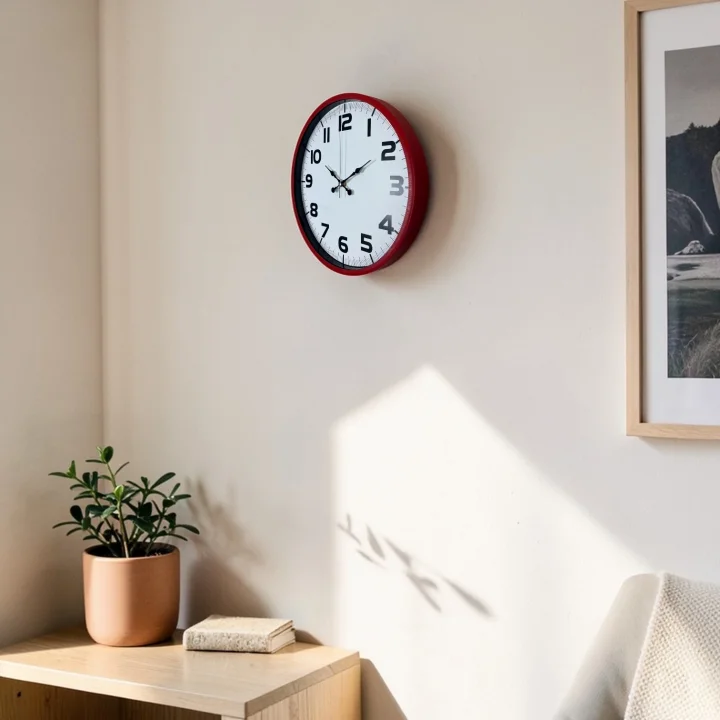 Mey İthalat® Premium Kırmızı 36 Cm Duvar Saati