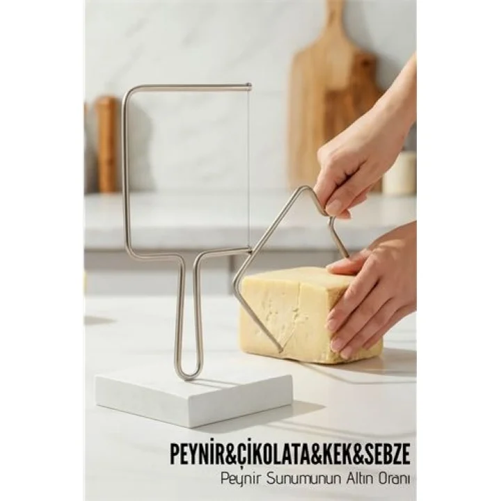 Mey İthalat® Premium Paslanmaz Çelik Peynir Dilimleyici - Yedek Telli Profesyonel Gurme Dilimleme Aparatı 716268