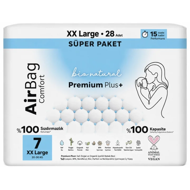 Mey İthalat® Premium Plus Airbag Comfort Bebek Bezi 7 Beden 28 Adet