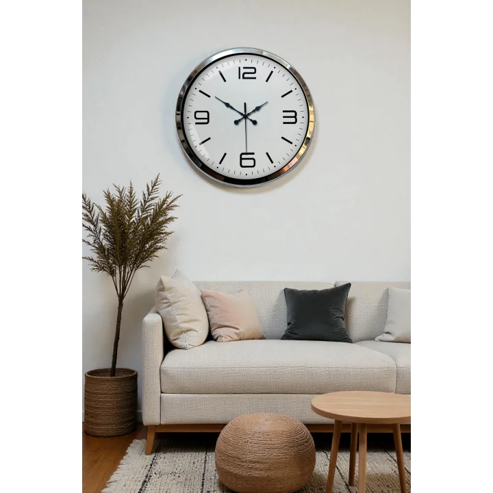 Mey İthalat® Prestij Krom Metal 40 Cm Duvar Saati