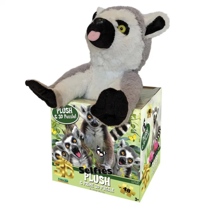 Mey İthalat®  Prime 3D - Lemur Pelüş ve Selfie 48 Parça Puzzle 15801