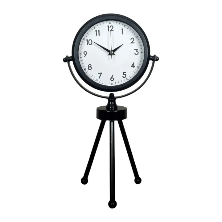 Mey İthalat® Prime Black Zarif Üç Ayaklı Metal Masa Saati