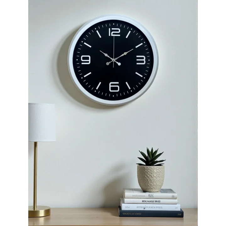 Mey İthalat® Prime White 40  Cm Metal Modern Duvar Saati