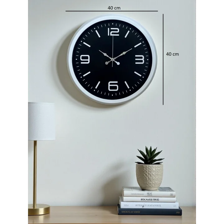 Mey İthalat® Prime White 40  Cm Metal Modern Duvar Saati