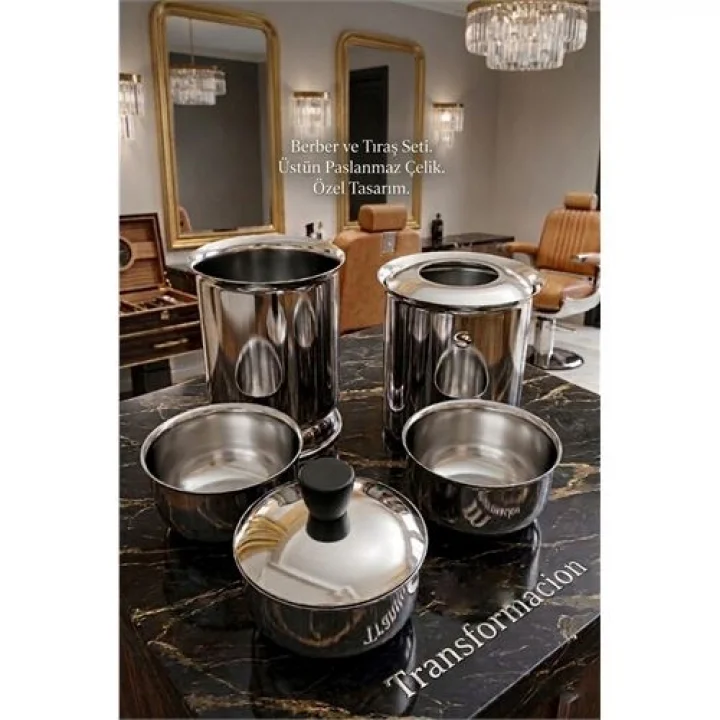 Mey İthalat® Profesyonel 5li Çelik Berber Paslanmaz Çelik Tıraş Seti  722951