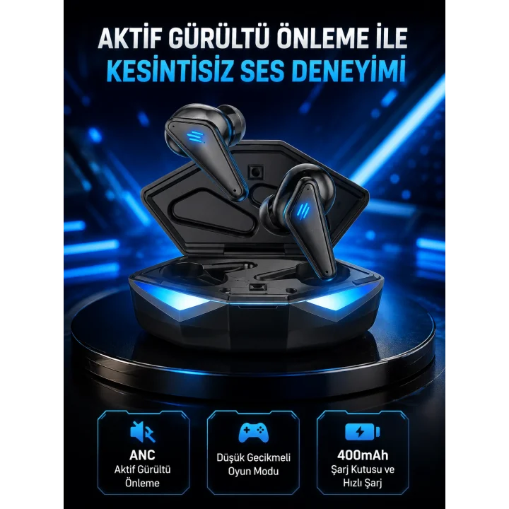 Mey İthalat® Profesyonel Bluetooth 5.0 Kulaklık – Dokunmatik Kontrol, 3D Surround Ses