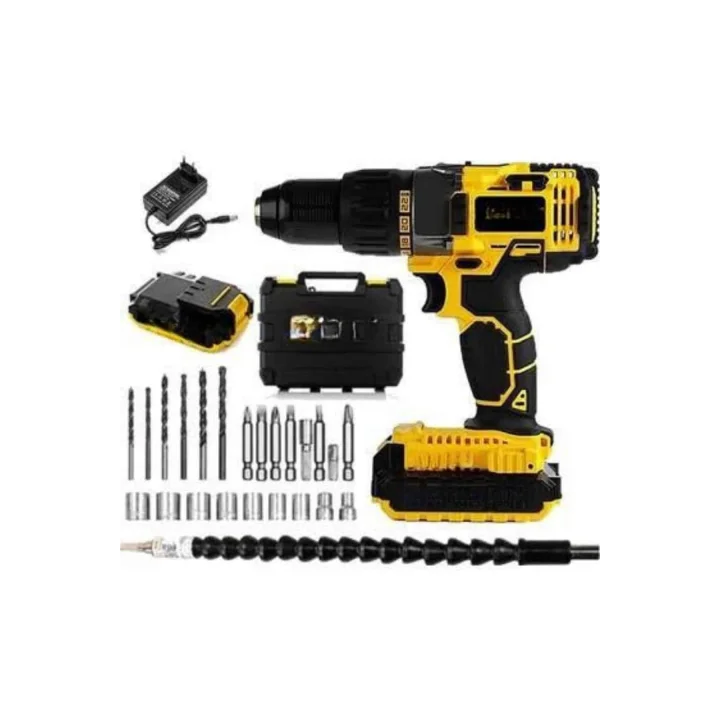 Mey İthalat® Profesyonel Çift Bataryalı Akülü Vidalama Şarjlı Matkap 24 Parça