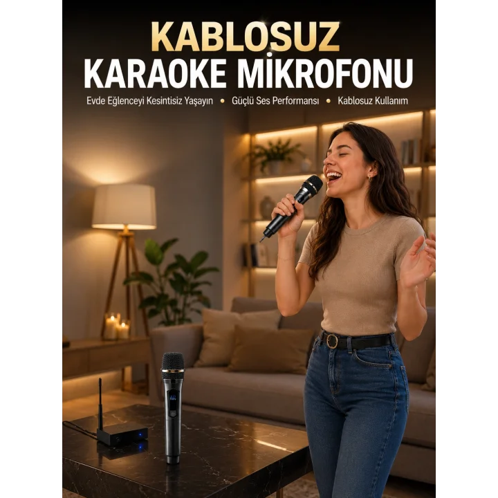 Mey İthalat® Profesyonel Kablosuz Mikrofon Seti Çift Mikrofonlu