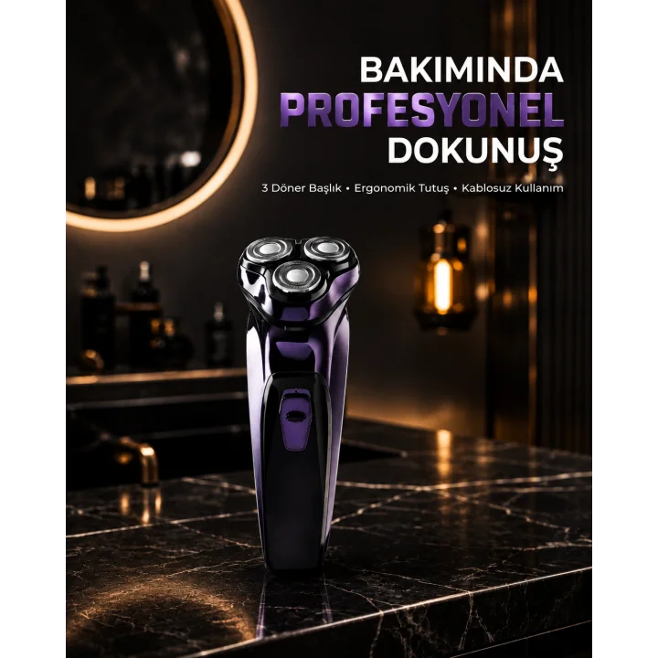 Mey İthalat® Profesyonel Şarjlı Tıraş Makinesi Ayarlanabilir Başlıklı Kablosuz