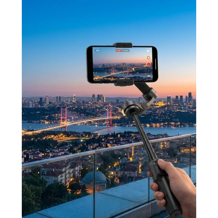 Mey İthalat® Profesyonel Telefon Gimbal Stabilizer 3 Axis Video Sabitleyici Vlog Tripod