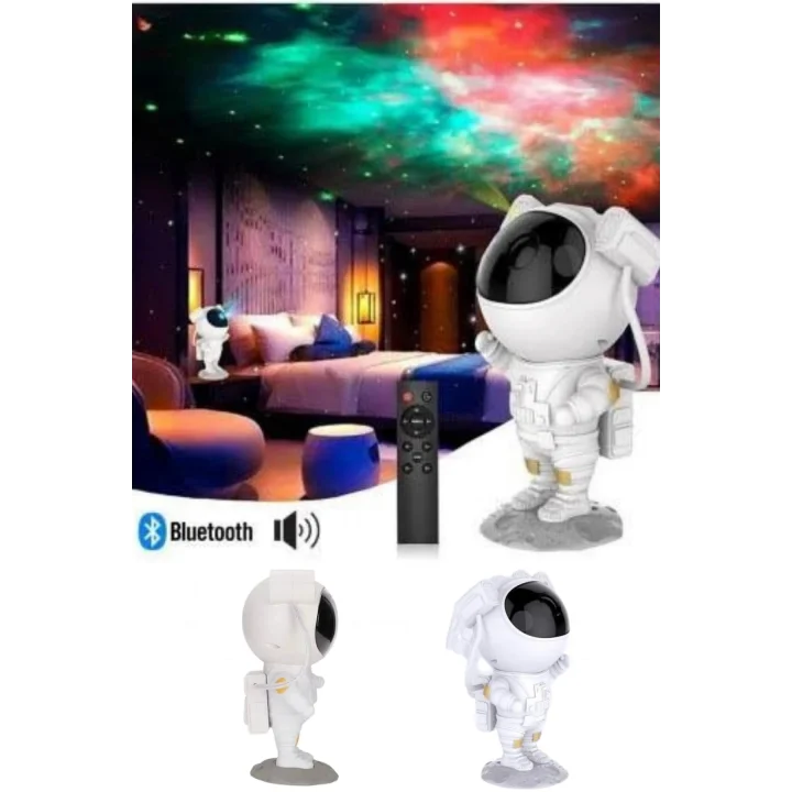 Mey İthalat® Projeksiyon Astronot Lamba Speaker Sevimli Astronot Bluetooth Hoparlör Yeni Nesil