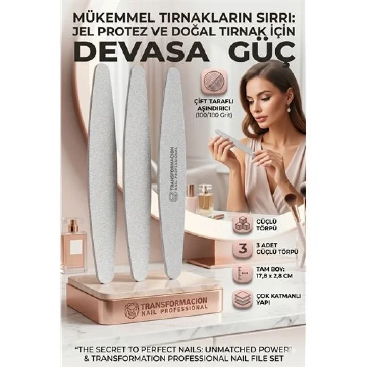 Mey İthalat® 3lü Profesyonel Tırnak Törpüsü 100/180 Grit Kalıcı Oje Protez Tırnak Törpüsü 718789
