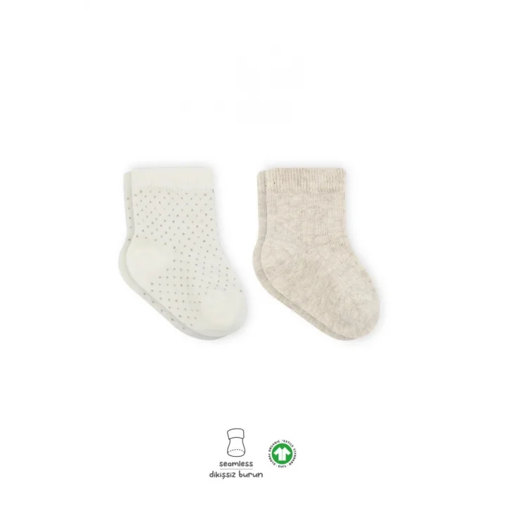 Mey İthalat®   Puan Derby Penye Soket Çorap 2Li BS10103 Bej Ekru