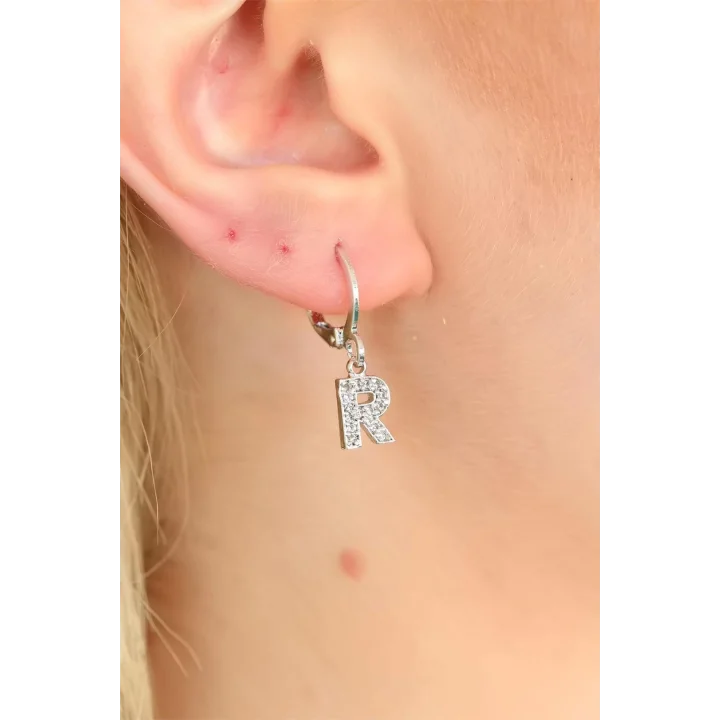 Mey İthalat® R Harf Bayan Küpe