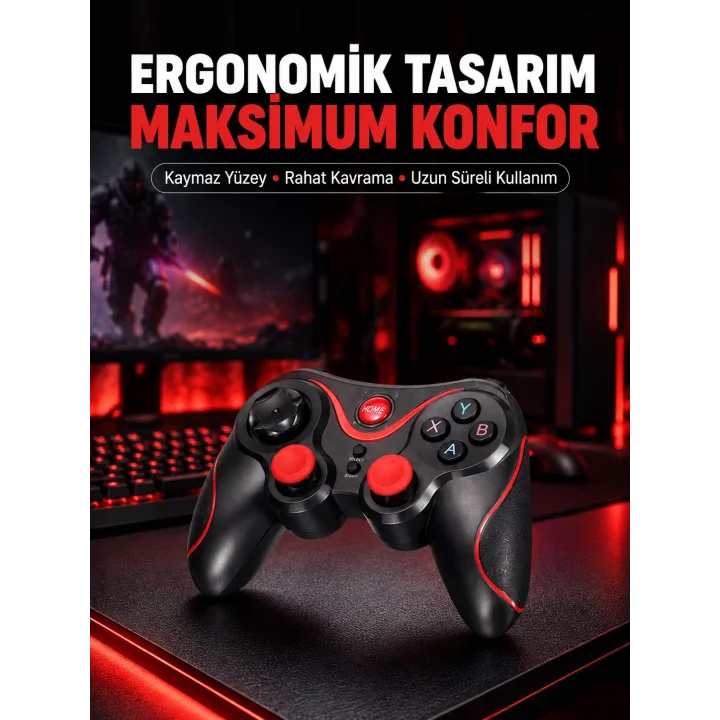 Mey İthalat® Rahat Kavrama ve Düşük Gecikme Teknolojili Gamepad