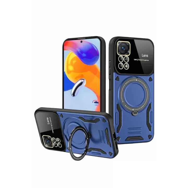 Mey İthalat®  Realme 11 Pro Plus Joy Lens Standlı Kapak - Lacivert
