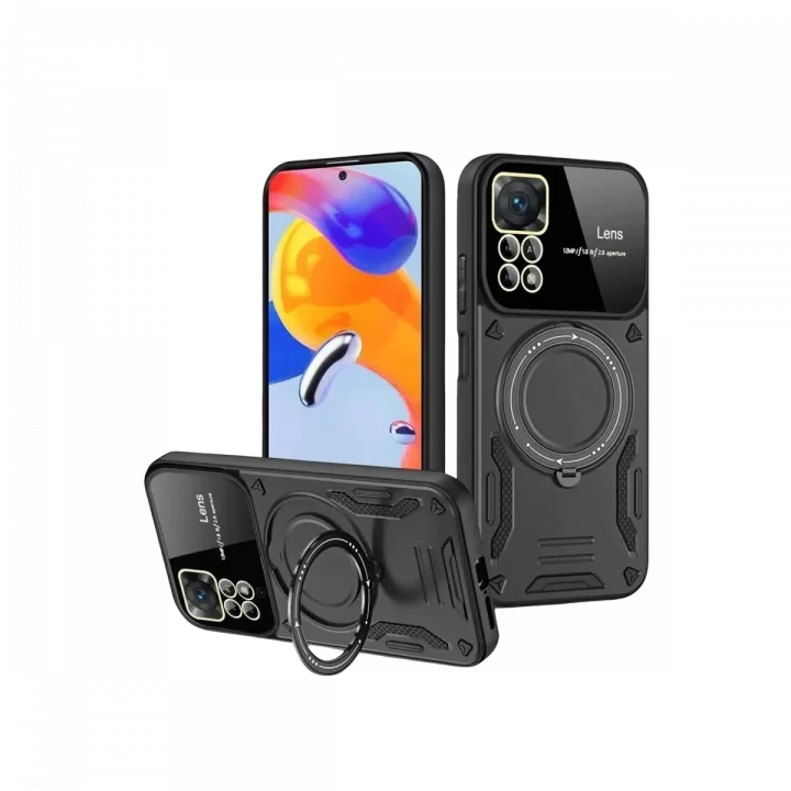 Mey İthalat®  Realme 11 Pro Plus Joy Lens Standlı Kapak - Siyah
