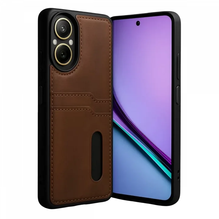 Mey İthalat®  Realme 12 Lite Kılıf Sara Kartvizitli Deri Kılıf - Taba