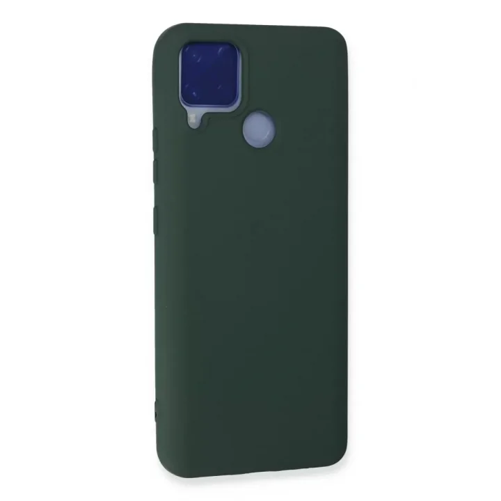 Mey İthalat®  Realme C15 Kılıf Nano içi Kadife Silikon - Koyu Yeşil