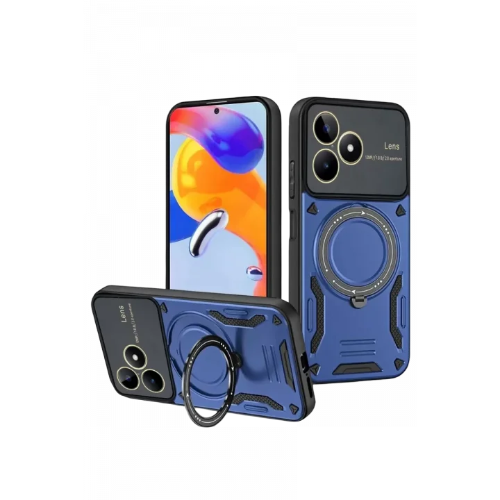 Mey İthalat®  Realme C53 Kılıf Joy Lens Standlı Kapak - Lacivert