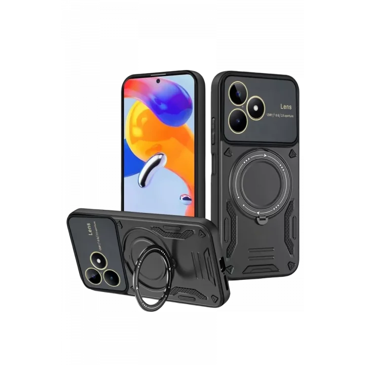 Mey İthalat®  Realme C53 Kılıf Joy Lens Standlı Kapak - Siyah