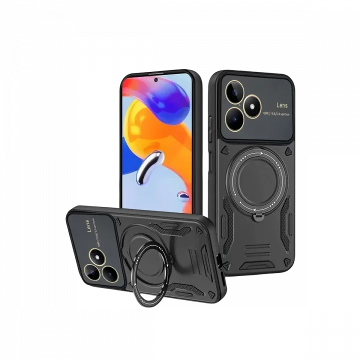 Mey İthalat®  Realme C53 Kılıf Joy Lens Standlı Kapak - Siyah