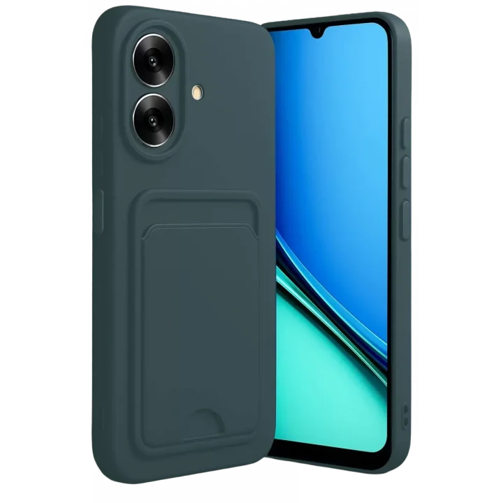 Mey İthalat®  Realme Note 60 Kelvin Kartvizitli Silikon - Koyu Yeşil
