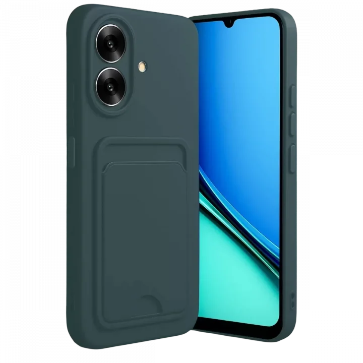 Mey İthalat®  Realme Note 60 Kelvin Kartvizitli Silikon - Koyu Yeşil