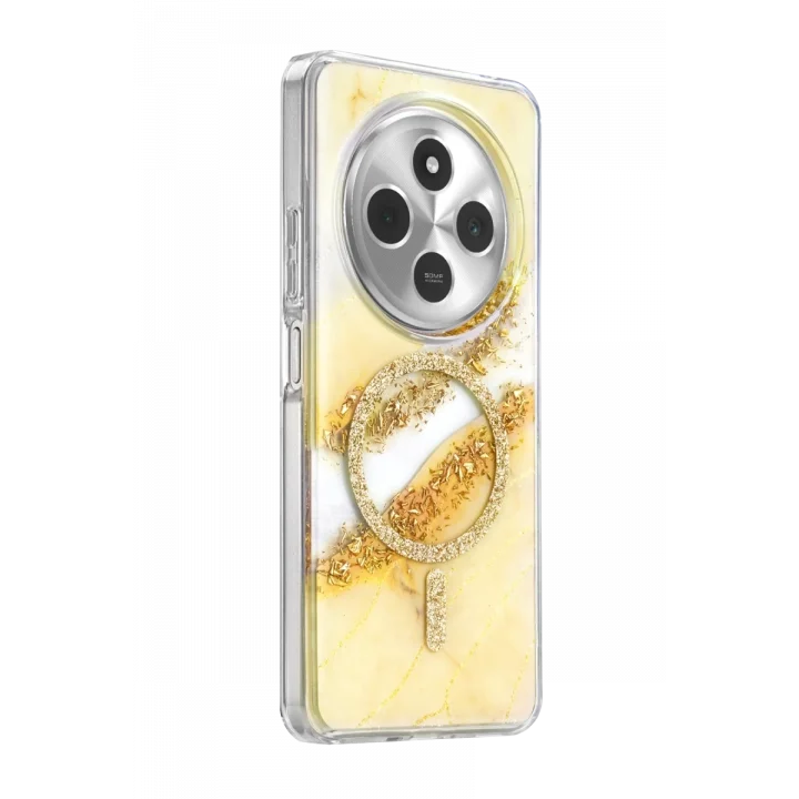 Mey İthalat®   Redmi 14C Lotus Simli Magsafe Kapak - Gümüş
