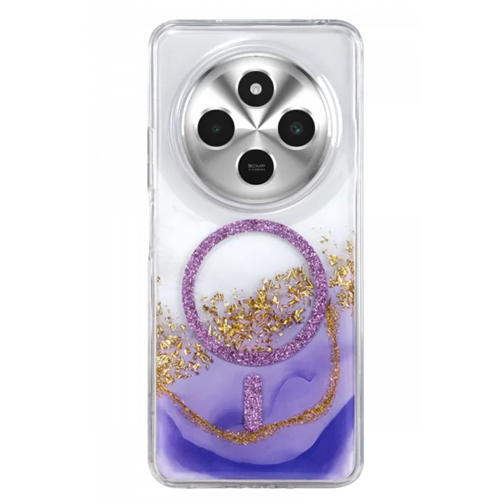 Mey İthalat®   Redmi 14C Lotus Simli Magsafe Kapak - Mor