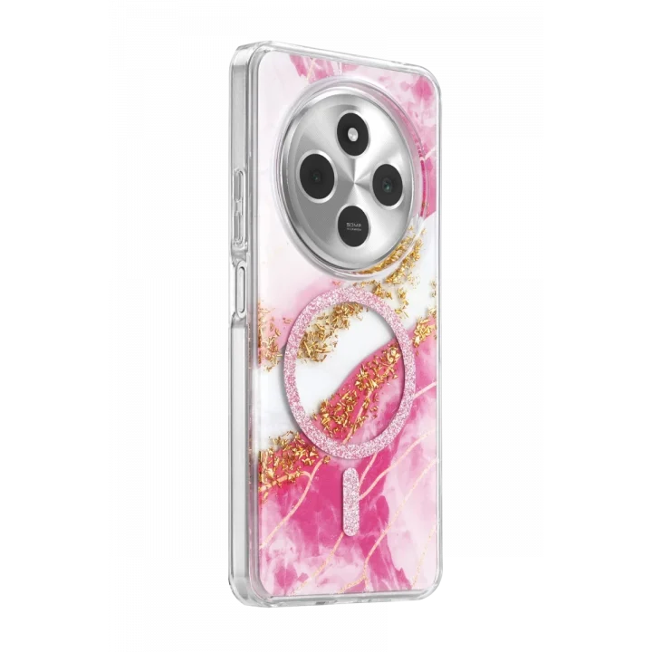 Mey İthalat®   Redmi 14C Lotus Simli Magsafe Kapak - Pembe