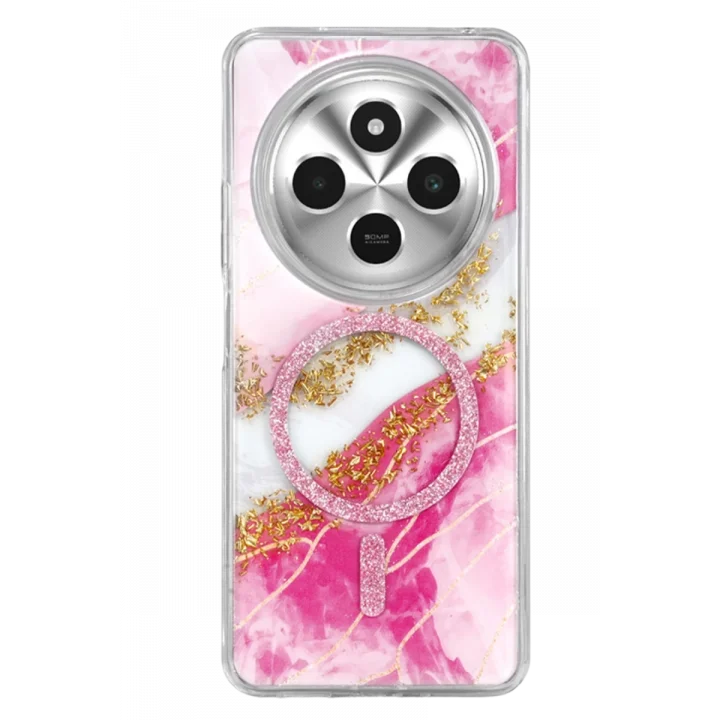 Mey İthalat®   Redmi 14C Lotus Simli Magsafe Kapak - Pembe