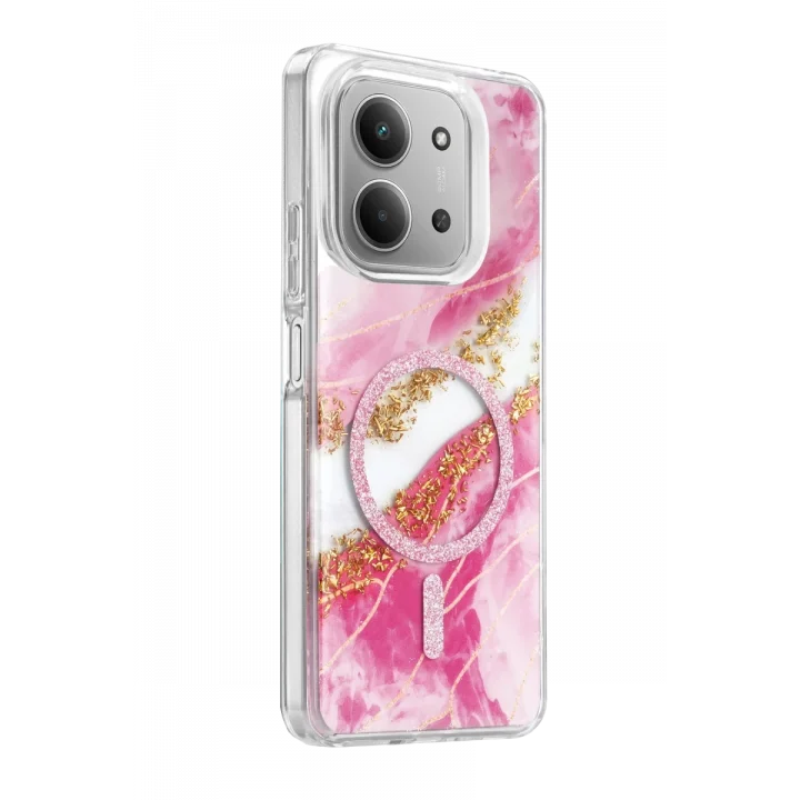 Mey İthalat®   Redmi 15C 4G Lotus Simli Magsafe Kapak - Pembe