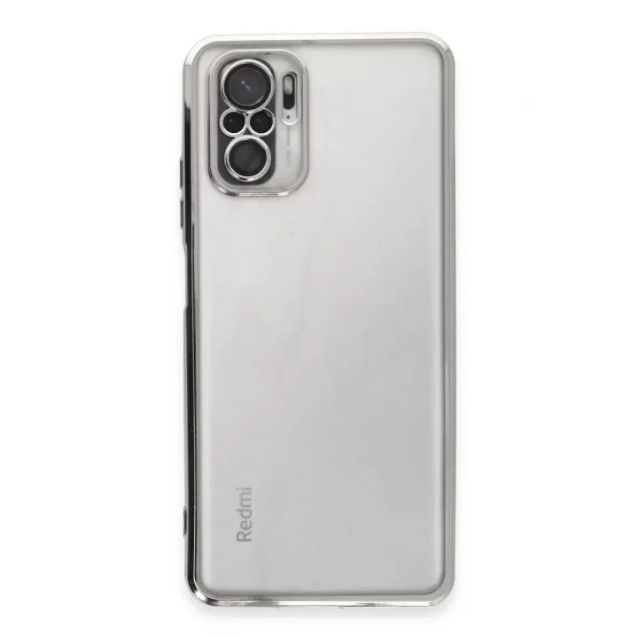 Mey İthalat®   Redmi Note 10 Kılıf  Lensli Silikon - Gümüş
