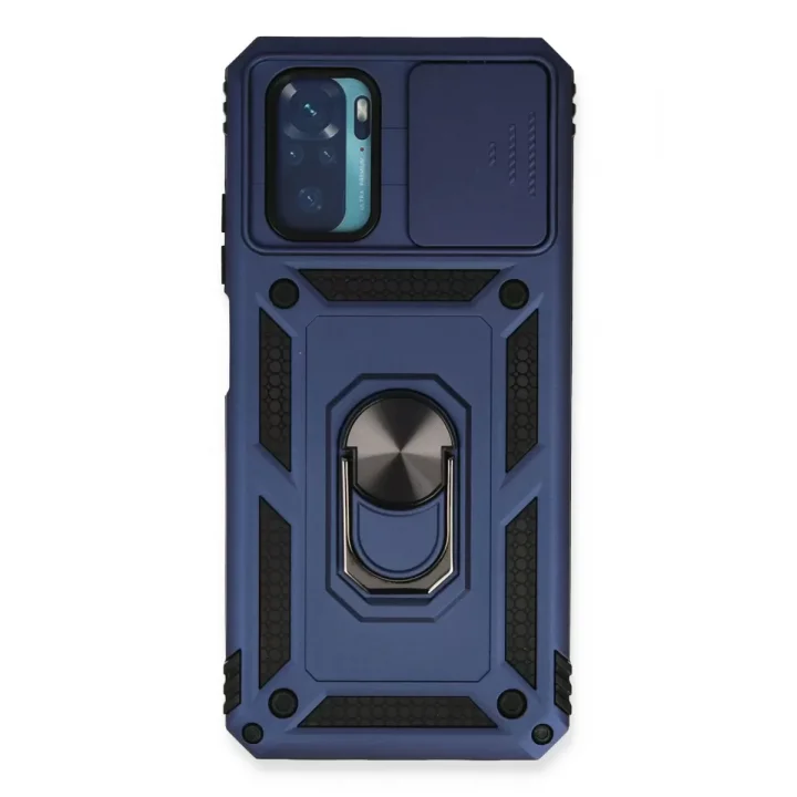Mey İthalat®   Redmi Note 10 Kılıf Pars Lens Yüzüklü Silikon - Lacivert