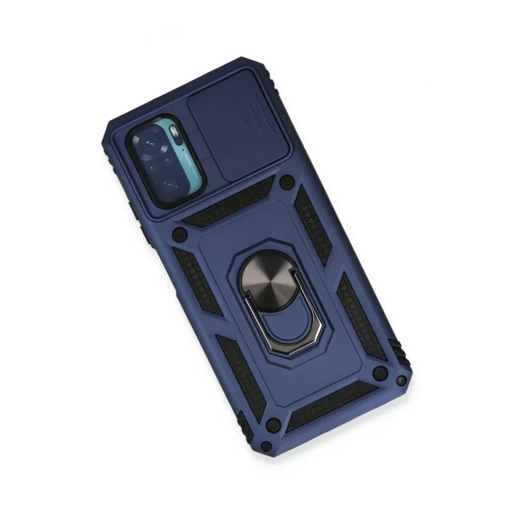 Mey İthalat®   Redmi Note 10 Kılıf Pars Lens Yüzüklü Silikon - Lacivert