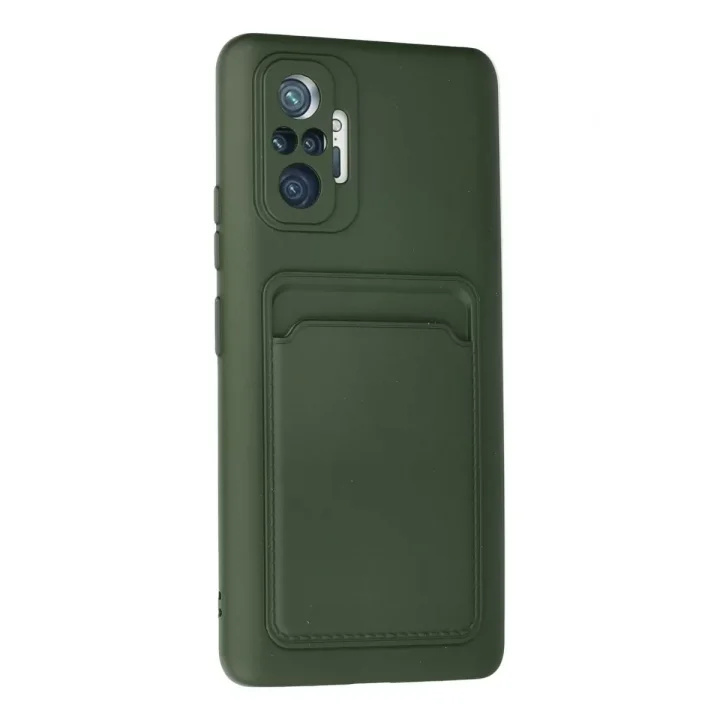 Mey İthalat®   Redmi Note 10 Pro Kılıf Kelvin Kartvizitli Silikon - Koyu Yeşil