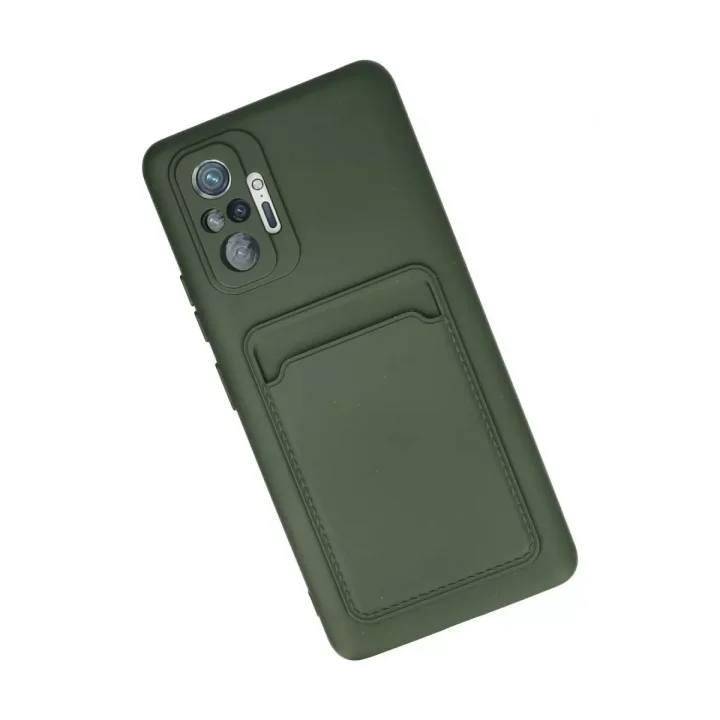 Mey İthalat®   Redmi Note 10 Pro Kılıf Kelvin Kartvizitli Silikon - Koyu Yeşil