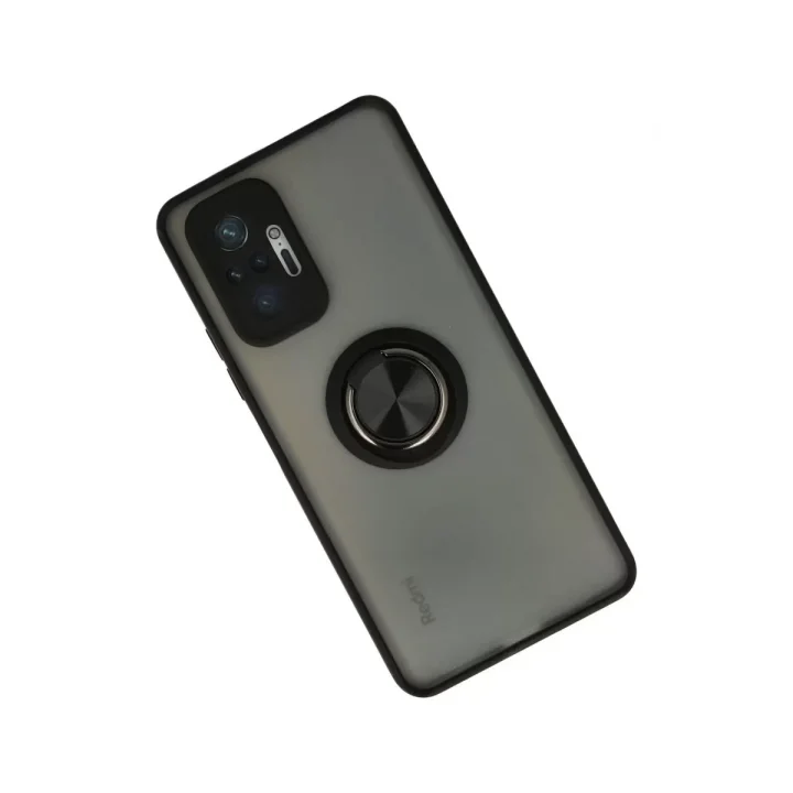 Mey İthalat®   Redmi Note 10 Pro Kılıf Montreal Yüzüklü Silikon Kapak - Siyah