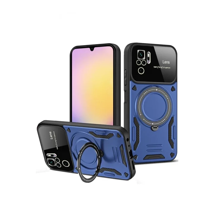 Mey İthalat®   Redmi Note 10S Kılıf Joy Lens Standlı Kapak - Lacivert