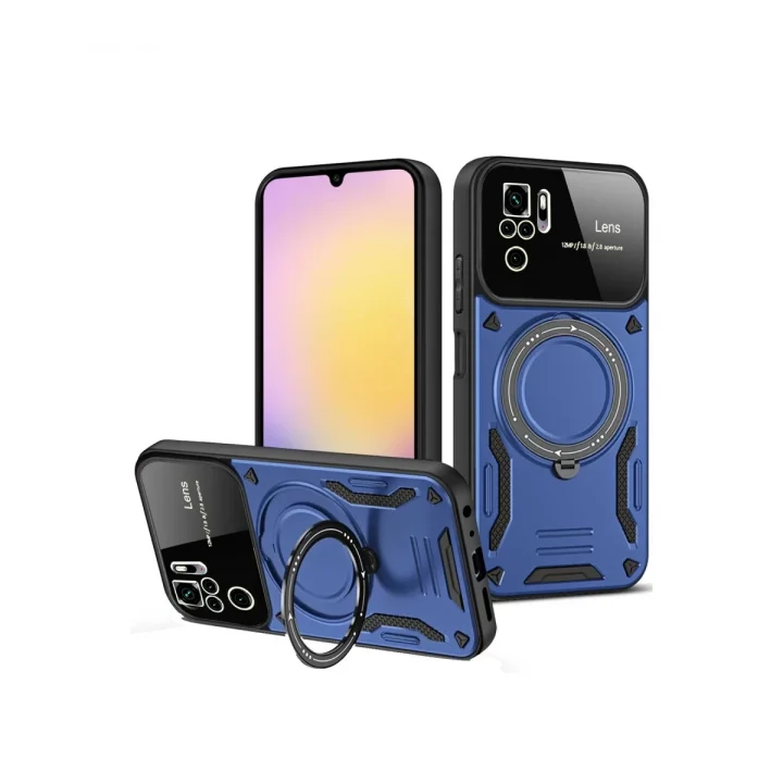 Mey İthalat®   Redmi Note 10S Kılıf Joy Lens Standlı Kapak - Lacivert