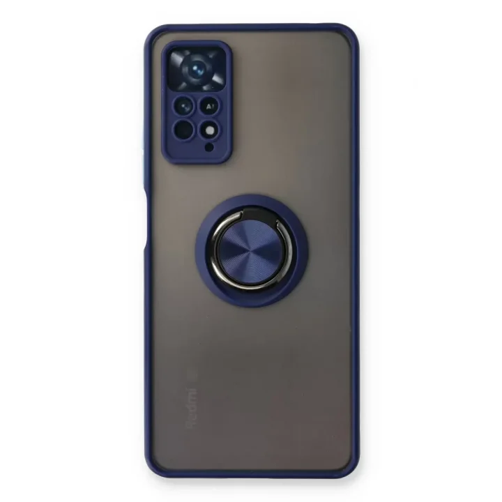 Mey İthalat®   Redmi Note 11 Pro Kılıf Montreal Yüzüklü Silikon Kapak - Lacivert