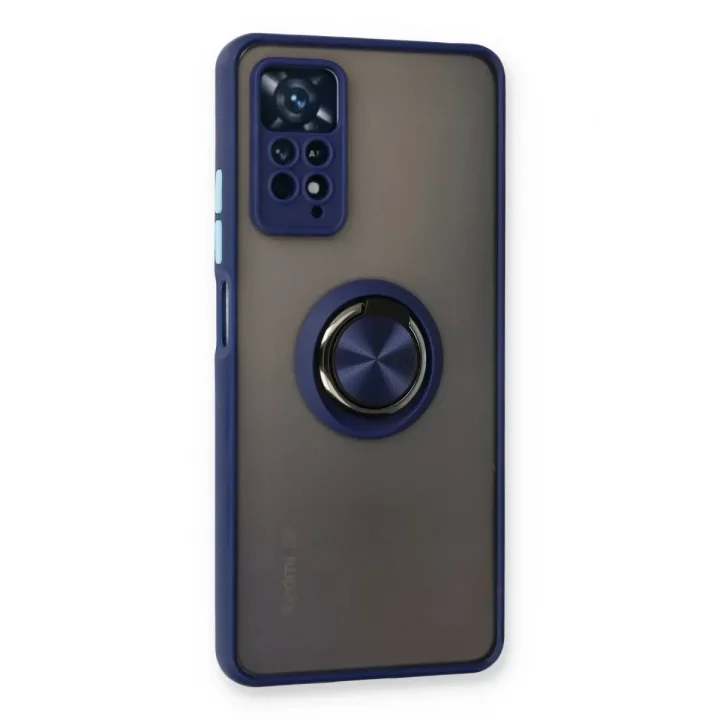 Mey İthalat®   Redmi Note 11 Pro Kılıf Montreal Yüzüklü Silikon Kapak - Lacivert